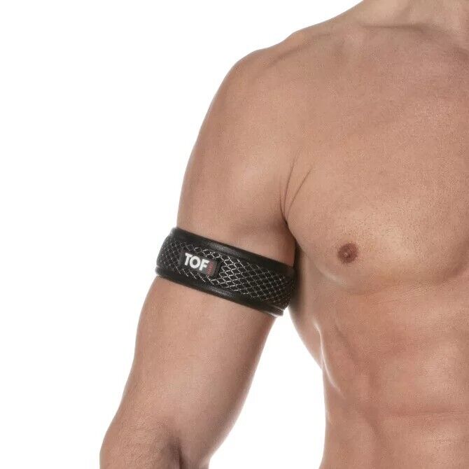 (1) TOF PARIS 3D Armband Mesh Snap Button Black Grey 89 - SexyMenUnderwear.com