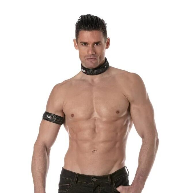 (1) TOF PARIS 3D Armband Mesh Snap Button Black Grey 89 - SexyMenUnderwear.com