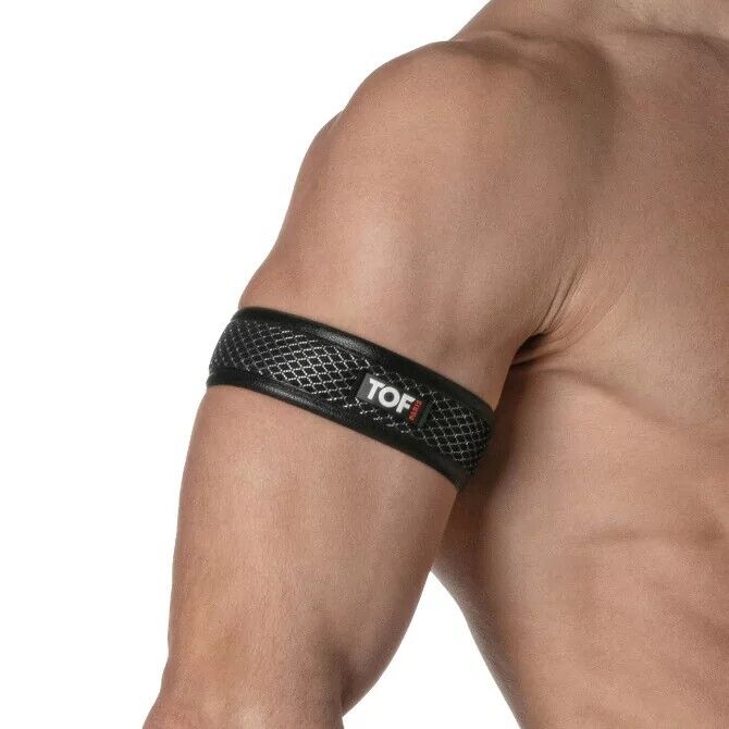 (1) TOF PARIS 3D Armband Mesh Snap Button Black Grey 89 - SexyMenUnderwear.com