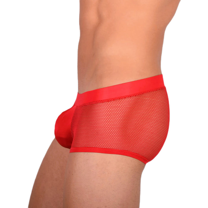 Doreanse Boxer sexy soyeux Hipster court taille basse en maille Boxer rouge 1588 8