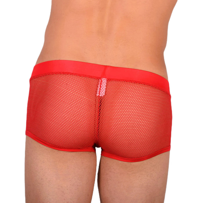 Doreanse Boxer sexy soyeux Hipster court taille basse en maille Boxer rouge 1588 8