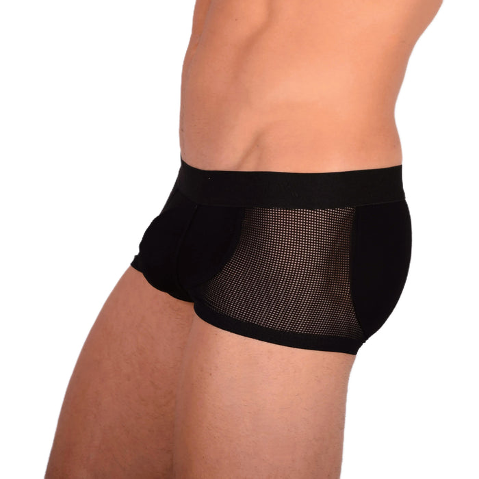 DOREANSE Mens Boxer brief sexy side mesh fabric Black 1705 13