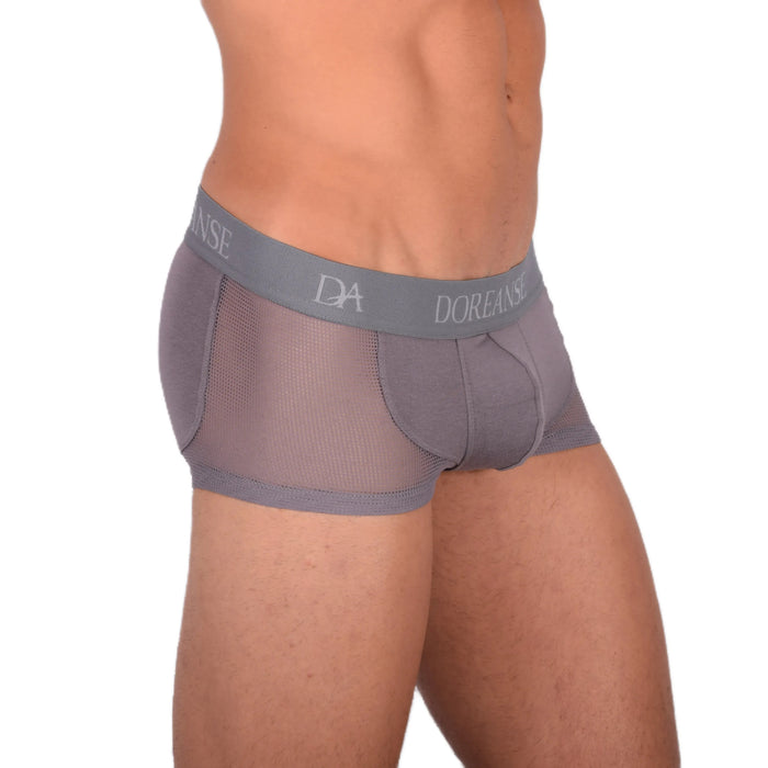 DOREANSE Boxer homme sexy côté maille tissu Gris 1705 13