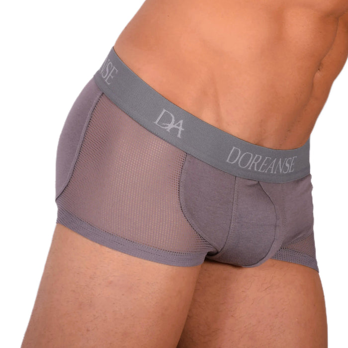 DOREANSE Boxer homme sexy côté maille tissu Gris 1705 13