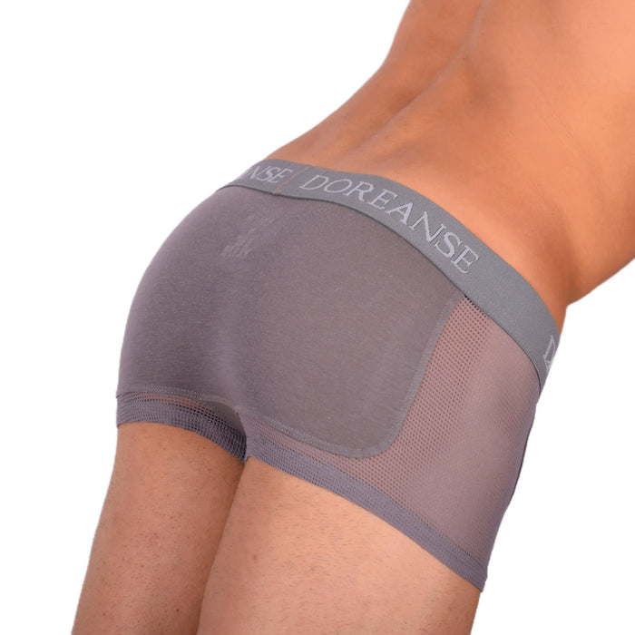 DOREANSE Boxer homme sexy côté maille tissu Gris 1705 13