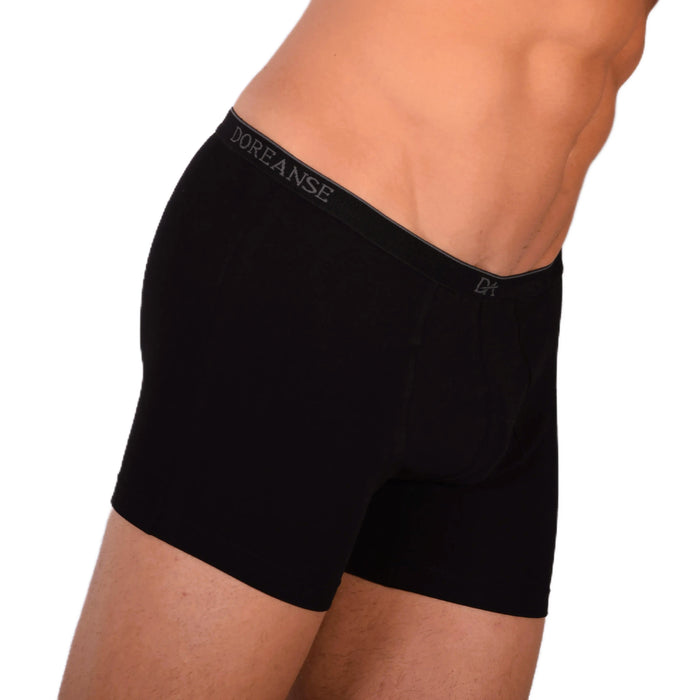 DOREANSE 90% Cotton Mens Underwear Boxer Brief Stretchy Fabric Black 1717 6