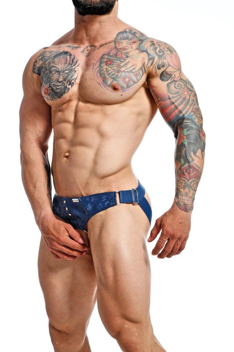 MOB DNGEON Jock Open Front With C-Ring Jockstrap Camouflage Navy-Camo O/S DMBL01