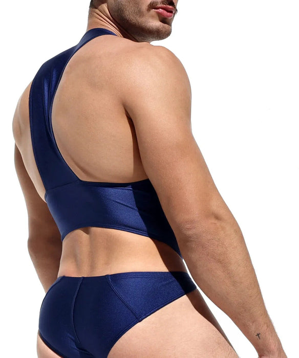 RUFSKIN Swimwear BASILE Swim-Brief Bodysuit Singlet Chrome Buckle Rich Navy B8