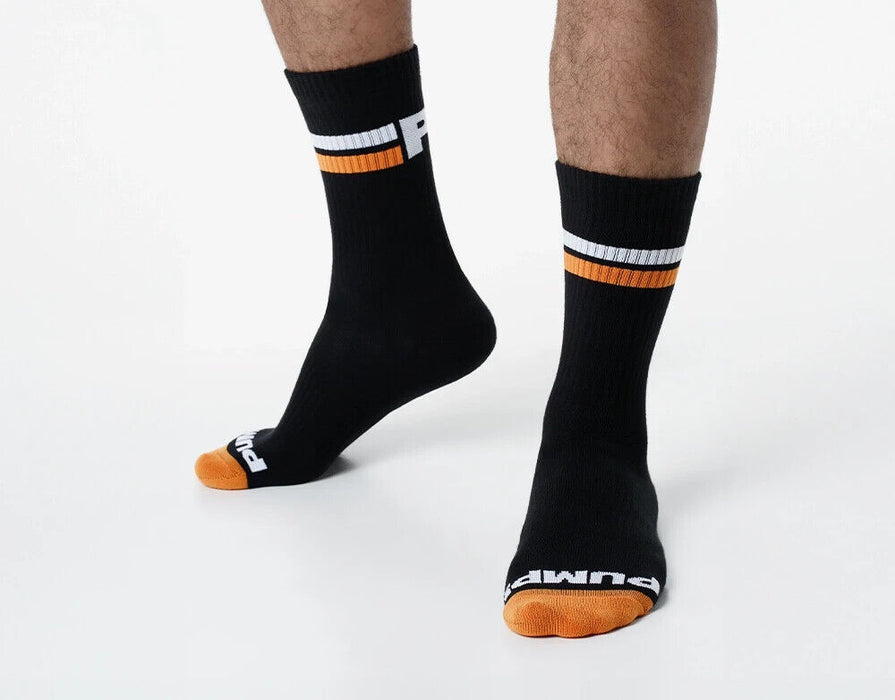 PUMP! Nightlight Crew Socks Terry Knit Toe Ribbed Striped Sporty Sock 41017