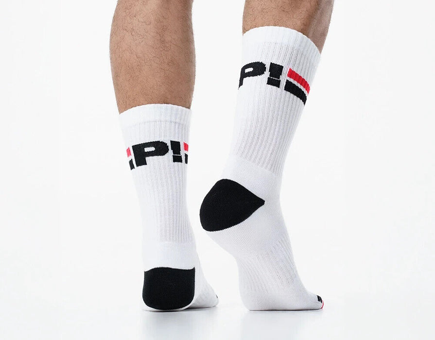 PUMP! Crew Socks Circuit Terry Knit Toe Extra Cushioning Stripped Ribbed 41015