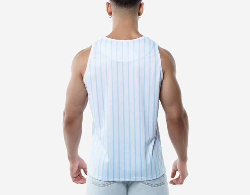 PUMP! Sky Blue Striped Tank Top Lightweight Micromesh UVPF Sun Protection 14022