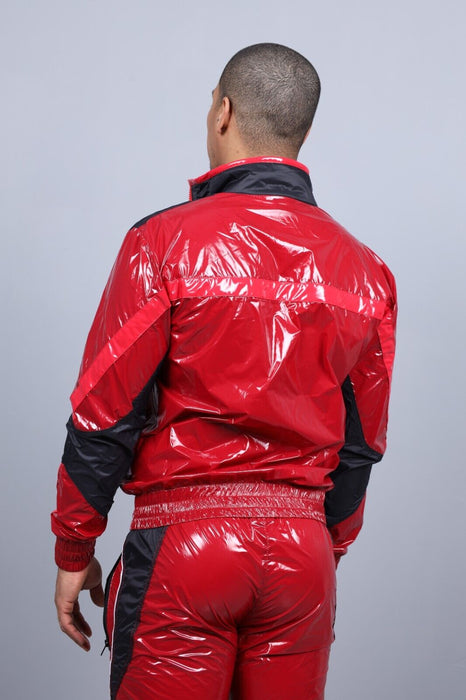 MR. RIEGILLIO Shiny Nylon 24 Tracksuit Pants Red R1022