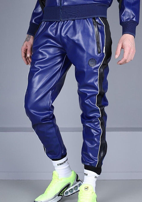 MR. RIEGILLIO Vegan Leather Pants Tracksuit 24 Blue Pant R1040