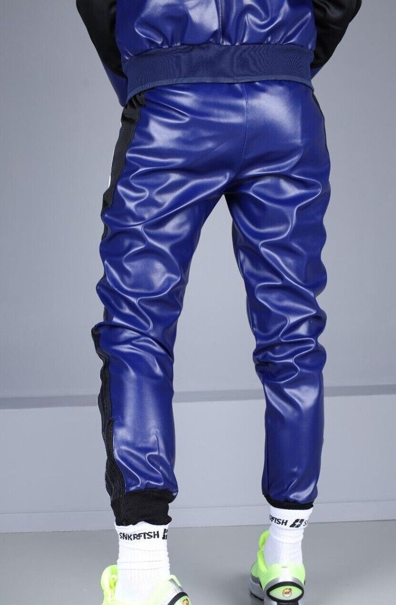 MR. RIEGILLIO Vegan Leather Pants Tracksuit 24 Blue Pant R1040