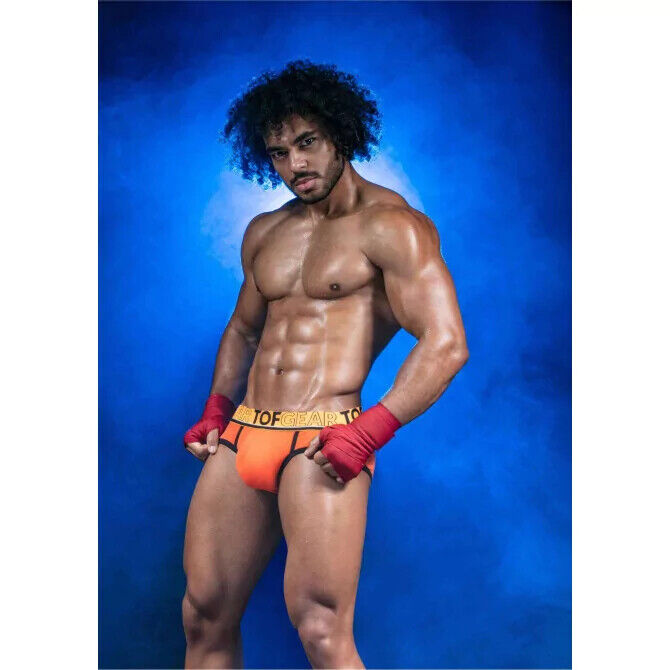 TOF PARIS Slip Champion Jacquards Bi-Stretch Coton Slip Orange Taille Basse