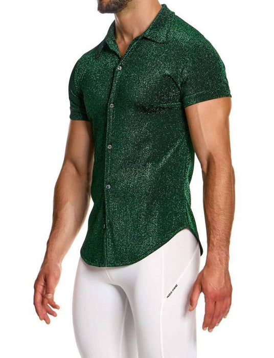 MODUS VIVENDI Glitter Shirt Slim Fit Green Lurex Yarns 26341 88