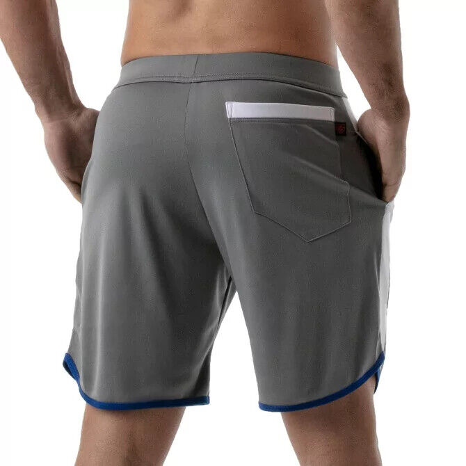 TOF PARIS Short Long de Gym Antibactérien +50 Protection UV Short de Sport Gris 12