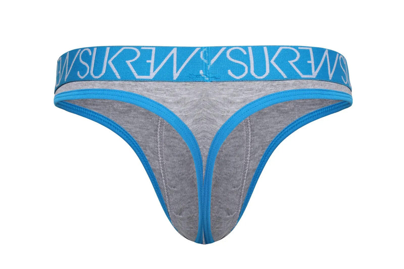 SUKREW Classic Thongs High-Cut Flexible Soft Cotton Contoured Pouch Grey Marl 2