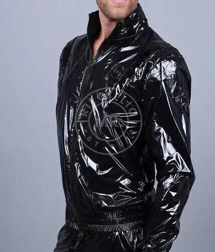 MR. RIEGILLIO Shiny Nylon 24 Tracksuit Jacket Black R1025