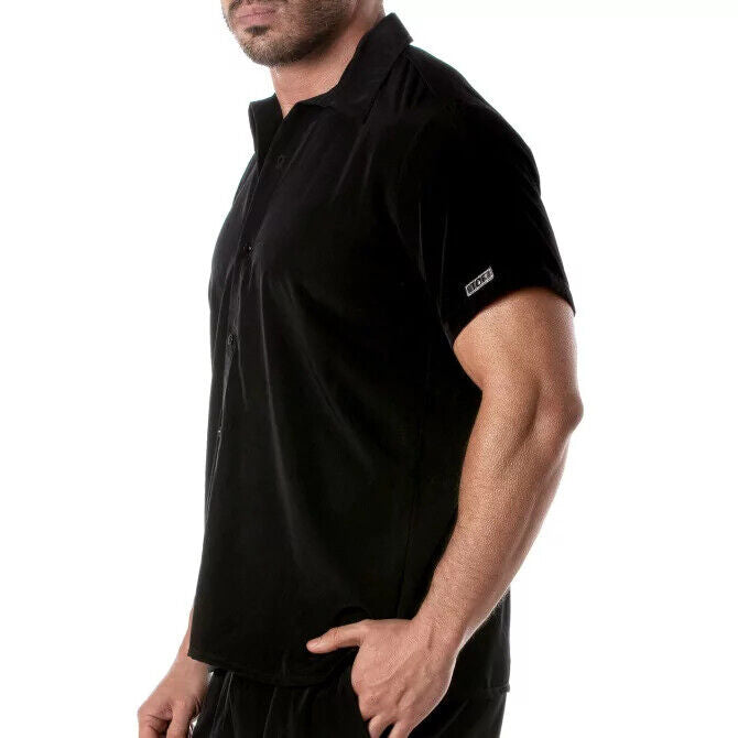 TOF PARIS Short-Sleeved Summer Lightweight Shirt Microfiber Black 50