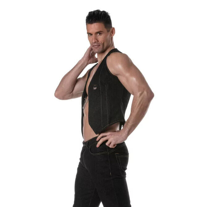 TOF PARIS Gilet urbain à chaîne de jean détachable en débardeur denim bleu 50