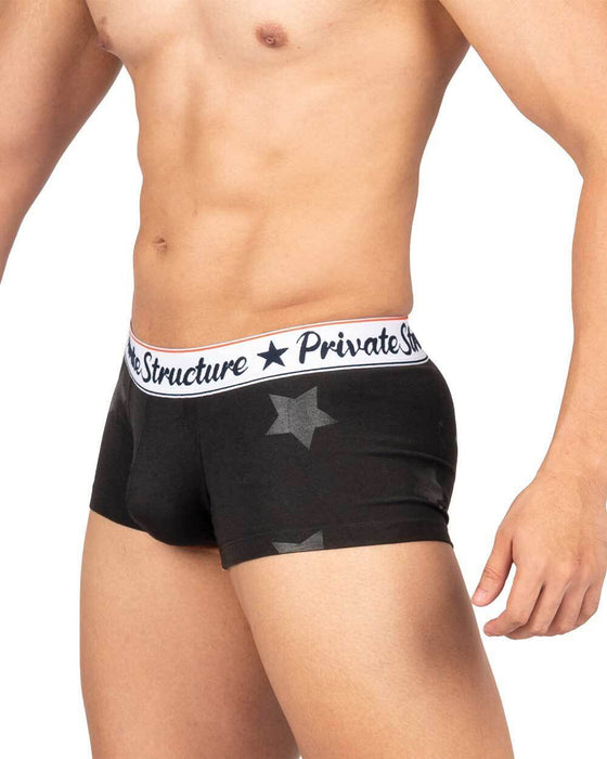 Private Structure Classic Motif Cotton Boxer Trunk Onyx Stars Black 4592 112