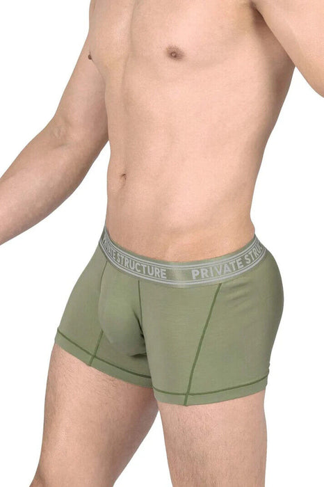 PRIVATE STRUCTURE Bamboo Boxer Viscose Mid-Waist Trunk Olive 4379 110