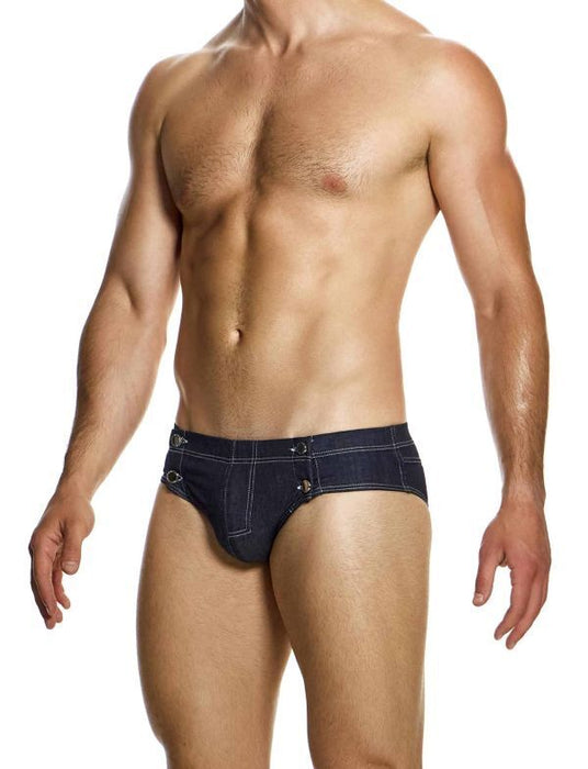 Modus Vivendi Raw Denim Classic Retro Brief Four Nickel Snaps Blue 11415 183