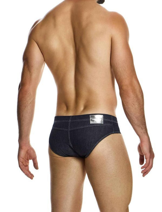 Modus Vivendi Raw Denim Classic Retro Brief Four Nickel Snaps Blue 11415 183