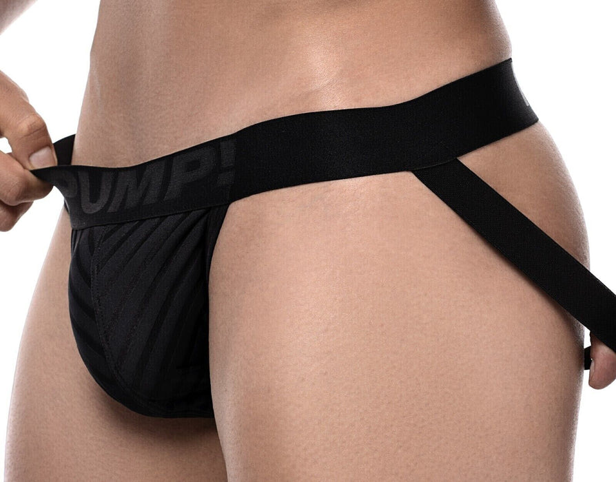 PUMP! Whisper Jock With Light Sheer Stripes in Matt Black Jockstrap 15082