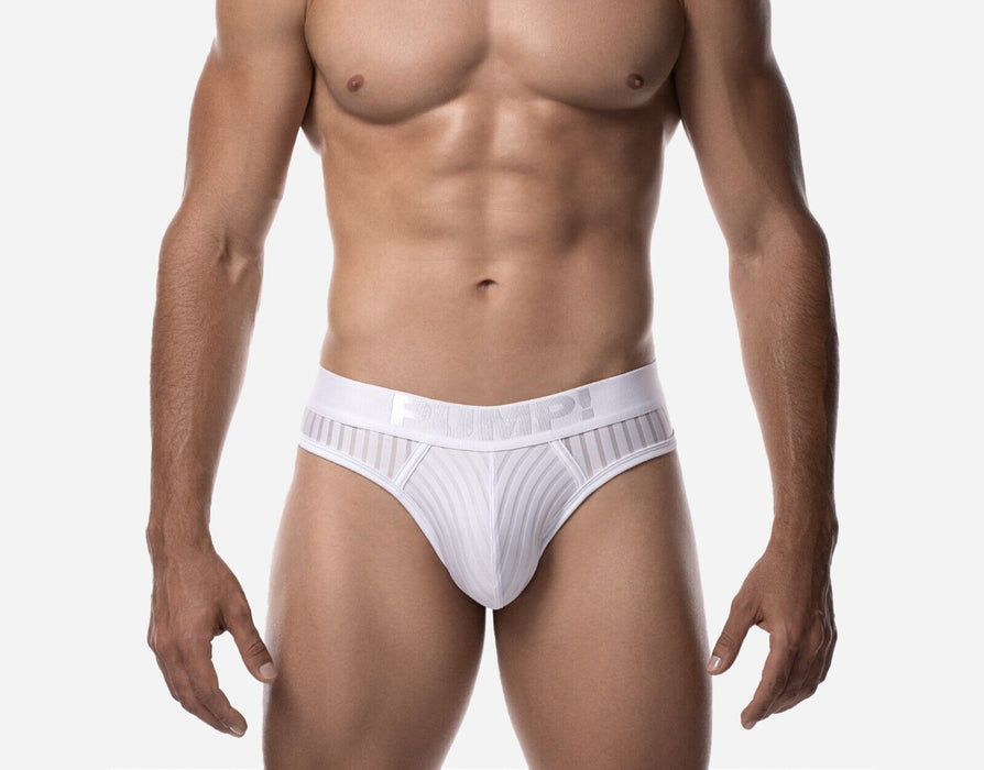 PUMP! Whisper Thongs With Light Sheer Stripes in Matt White Thong 17017