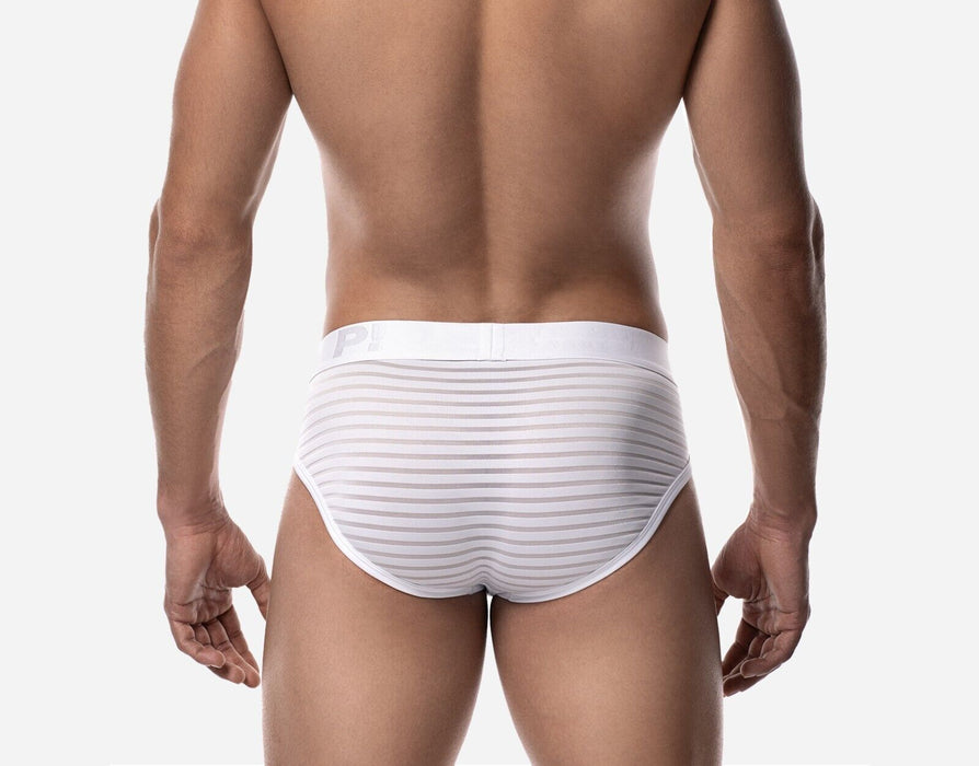 PUMP! Whisper Brief Subtly Sheer Stripes Nylon Cup 40mm Matt White 12078