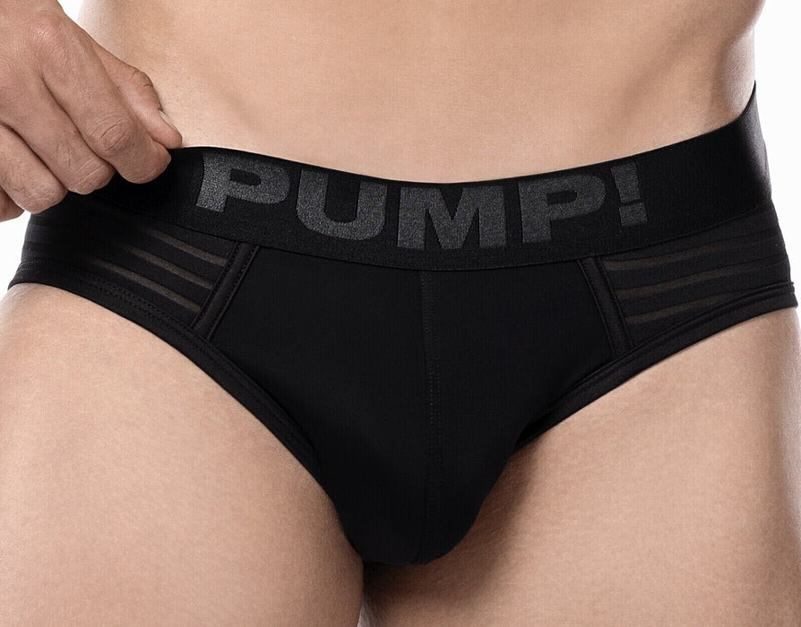 PUMP! Whisper Brief Subtly Sheer Stripes Nylon Cup 40mm Matt Black 12077