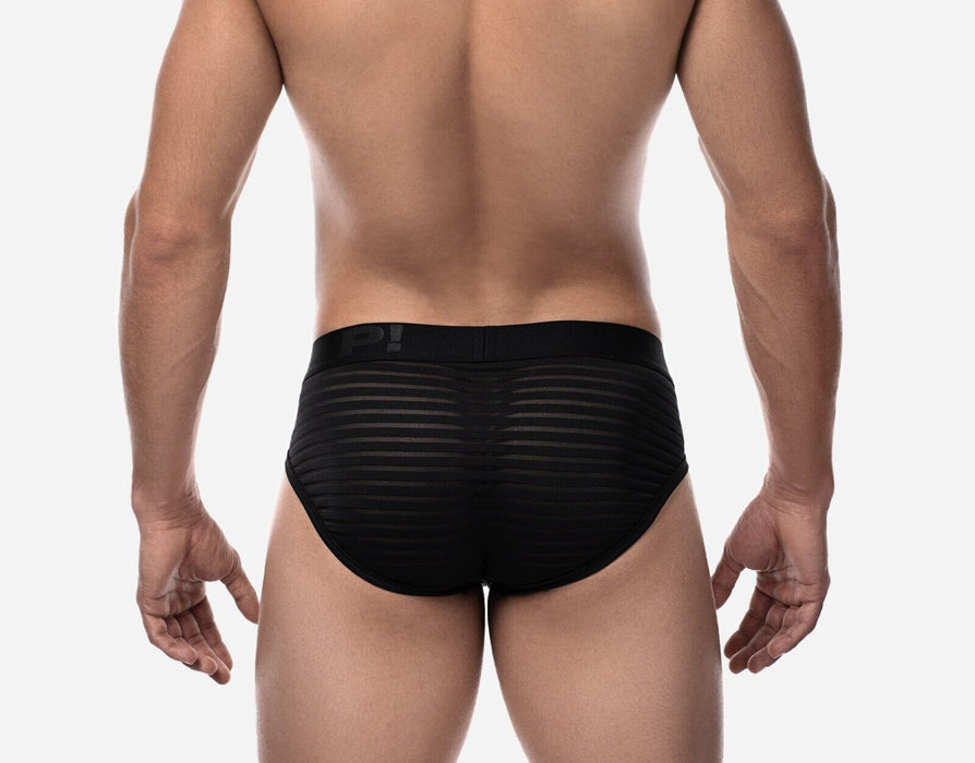 PUMP! Whisper Brief Subtly Sheer Stripes Nylon Cup 40mm Matt Black 12077