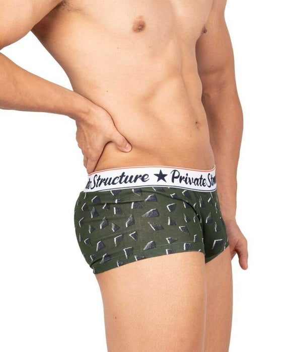 Private Structure Classic Motif Cotton Boxer Trunk Fragments Basil Green 4592 112