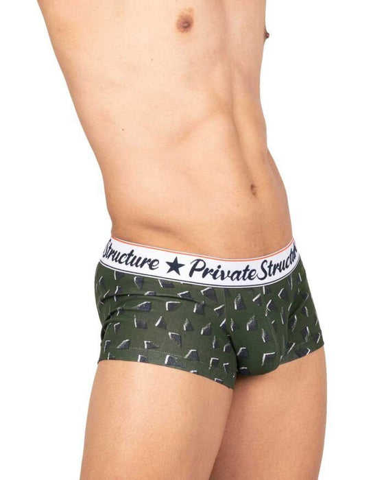 Private Structure Classic Motif Cotton Boxer Trunk Fragments Basil Green 4592 112