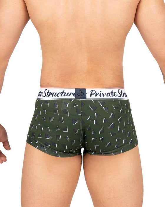 Private Structure Classic Motif Cotton Boxer Trunk Fragments Basil Green 4592 112