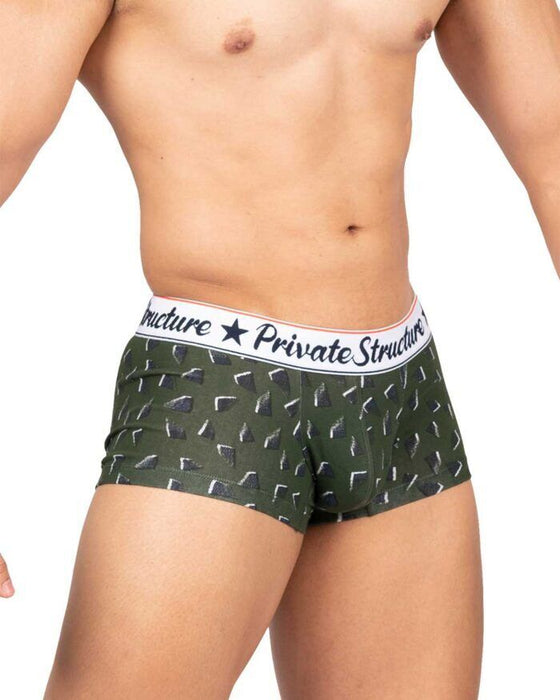 Private Structure Classic Motif Cotton Boxer Trunk Fragments Basil Green 4592 112