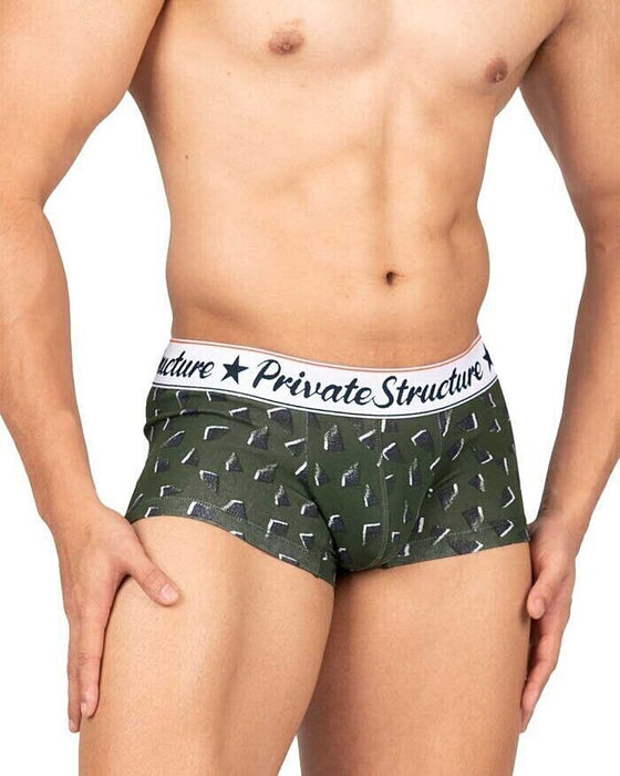 Private Structure Classic Motif Cotton Boxer Trunk Fragments Basil Green 4592 112