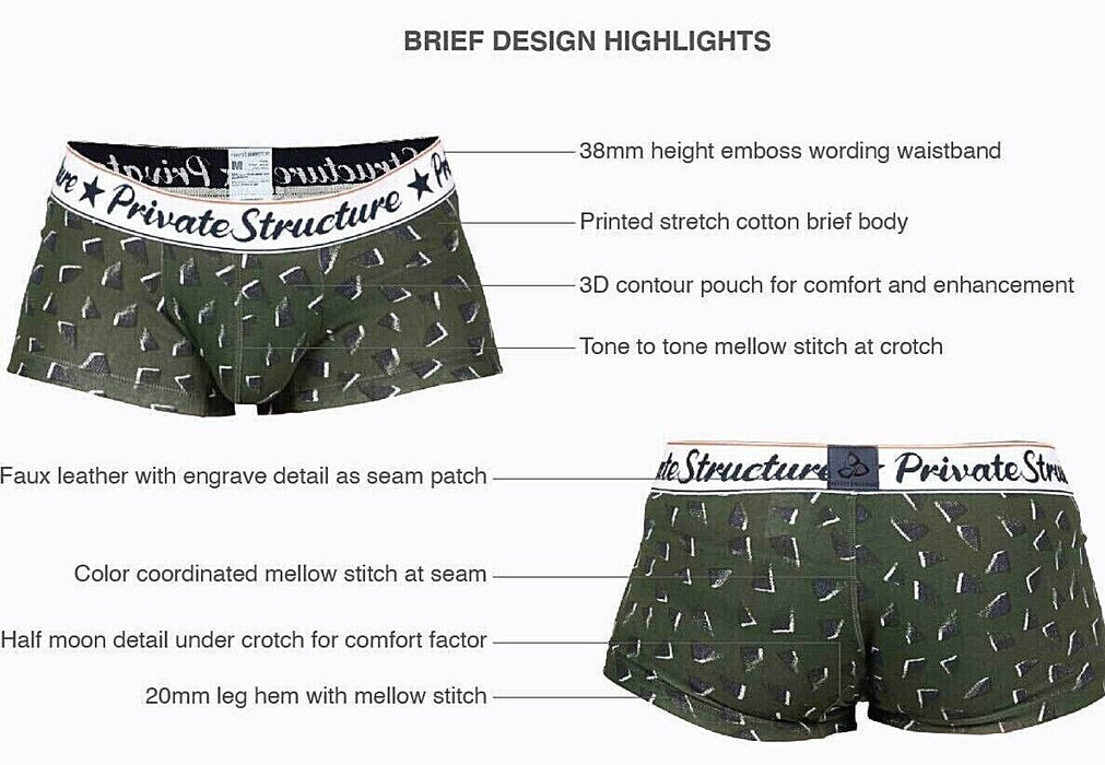 Private Structure Classic Motif Cotton Boxer Trunk Fragments Basil Green 4592 112