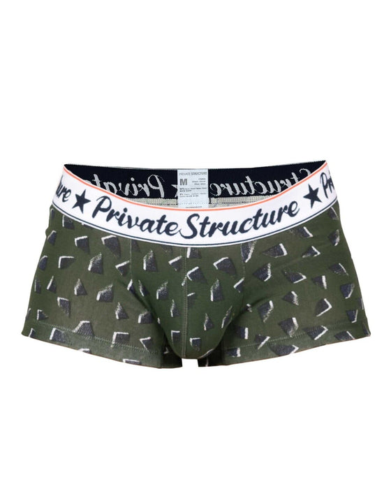 Private Structure Classic Motif Cotton Boxer Trunk Fragments Basil Green 4592 112