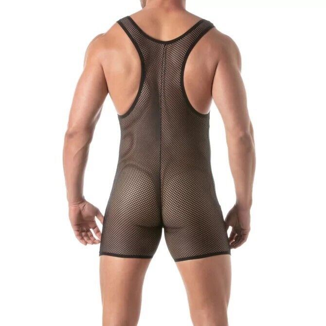 TOF PARIS Circuit Fishnet Wrestling Body transparent Mesh Bodysuit Black