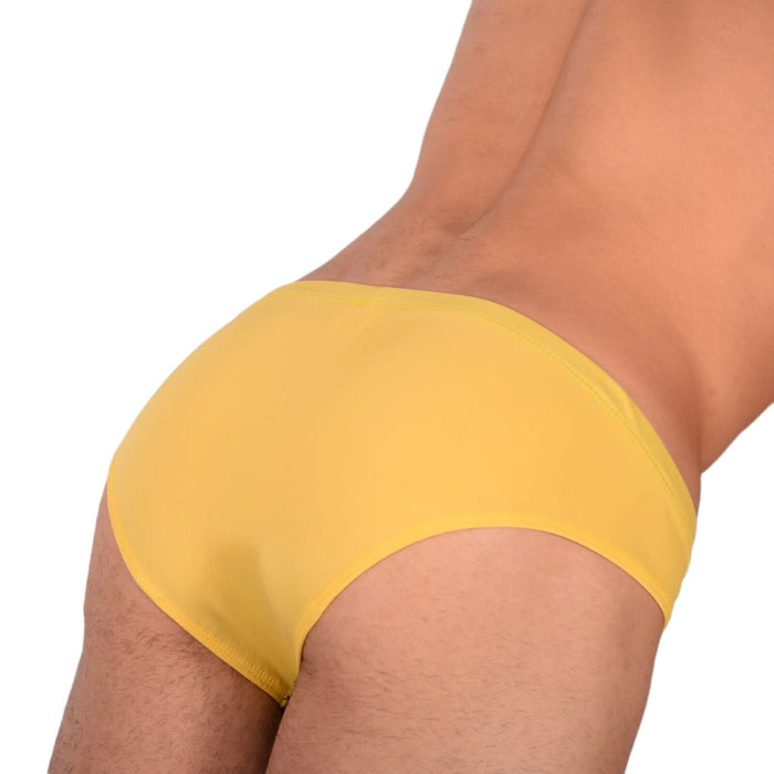 SMU Briefs Rave PeekaBoo Removable Leather Pouch Brief Yellow H3A