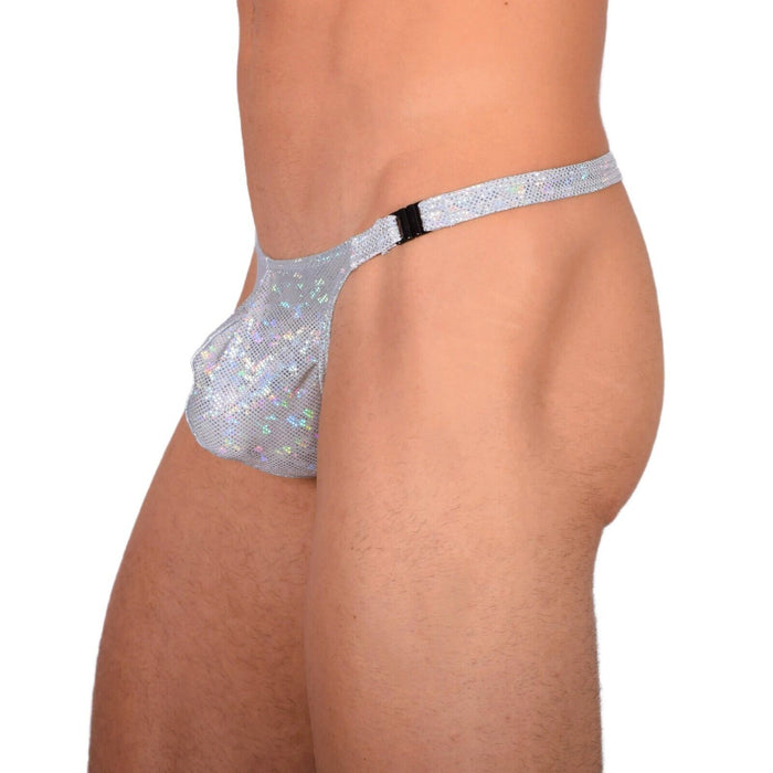 SMU Tanning Walking around sheer Party Silver Thong MX19 33976