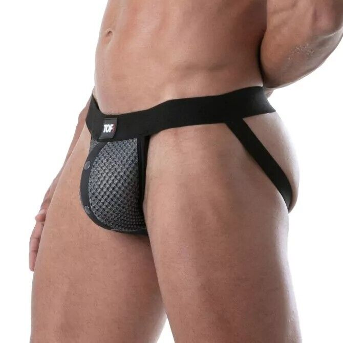 TOF PARIS 3D Snap Jock Breathable Mesh With Fitted Front Pocket Grey Jockstrap