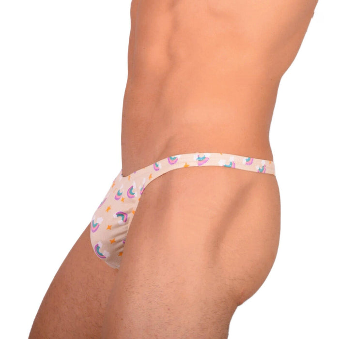 S/M SMU Tanning Walking around sheer Beige Rainbow Thong MX19 34002