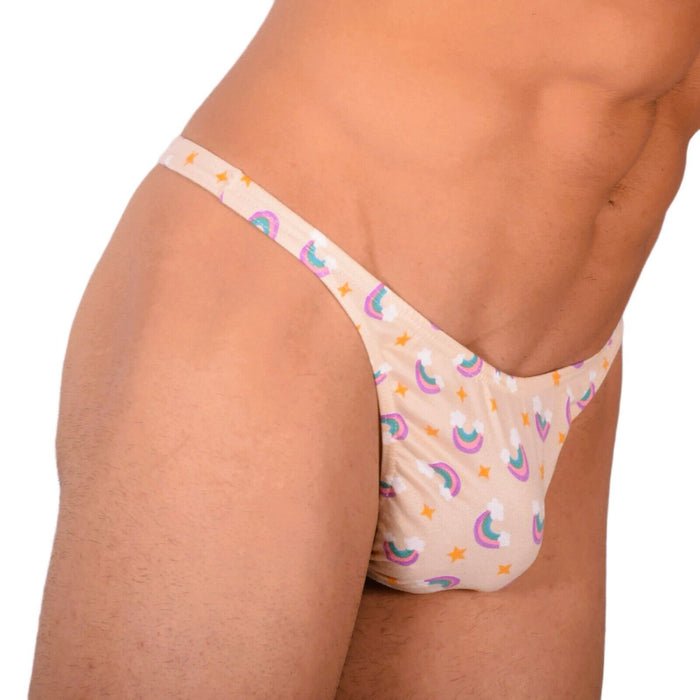 S/M SMU Tanning Walking around sheer Beige Rainbow Thong MX19 34002