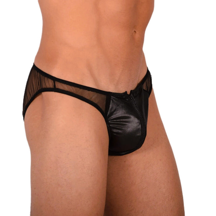 XS Smu Tanning Walking around sheer Zipped Black C-Thru Brief MX19 34024