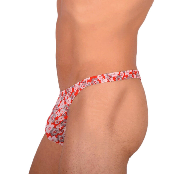 XS/S SMU Tanning Walking around Red Floral Thong MX20 34053