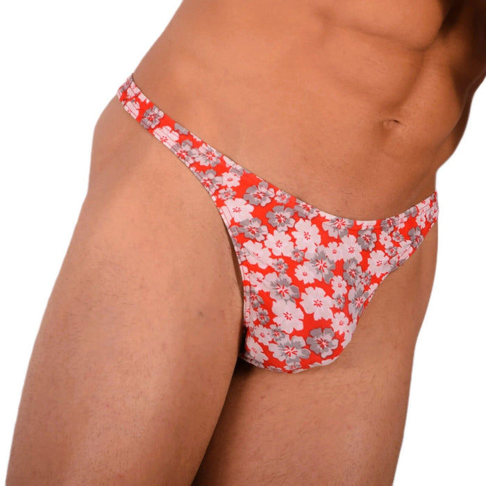 XS/S SMU Tanning Walking around Red Floral Thong MX20 34053